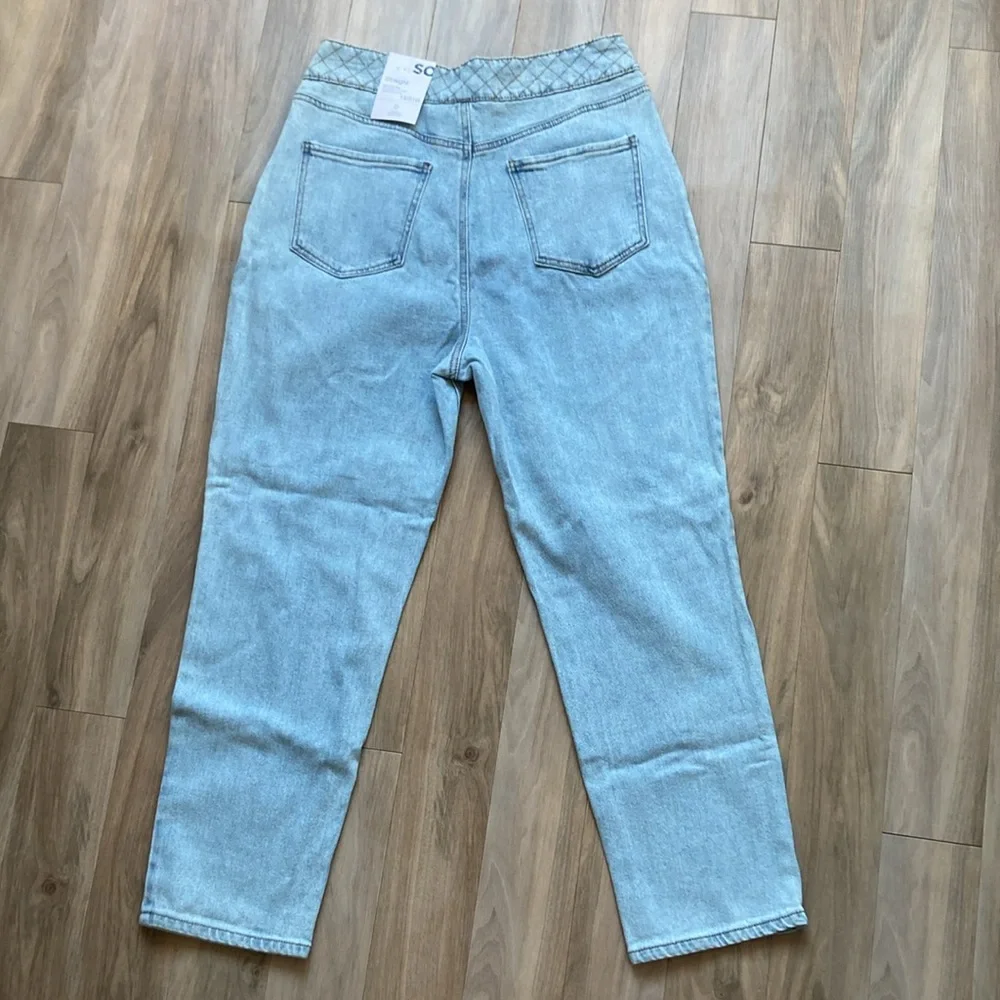 So Super high rise straight woven denim jean pant quilted design waistband 13/31 - Picture 12 of 16